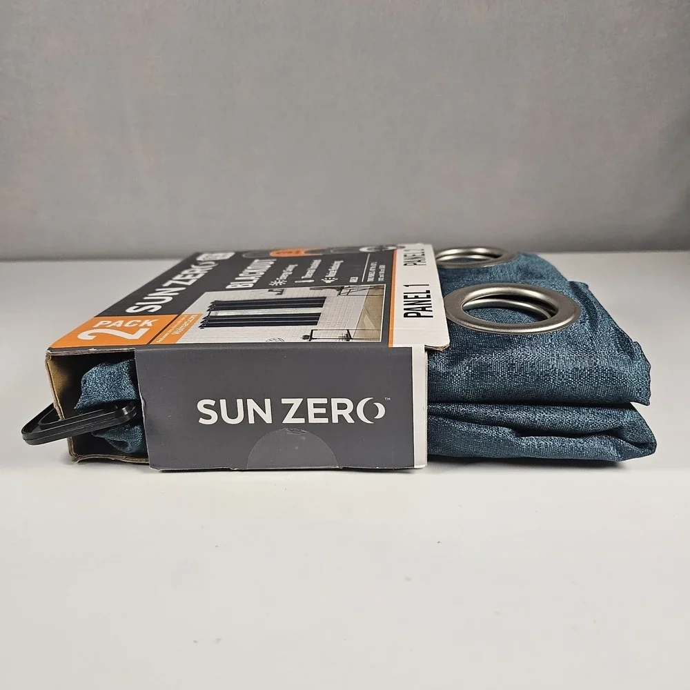 Sun Zero Arlo Blackout Curtain Panels‎ Teal 40x63 2 Pack Thermal Insulated